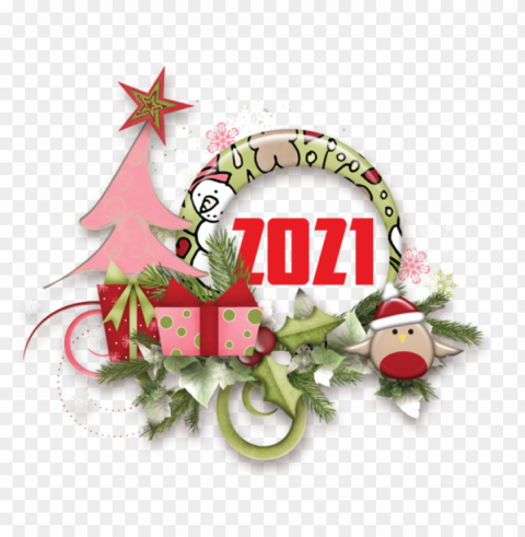 New Year Christmas Day Christmas tree Christmas decoration for Happy New Year 2021 for New Year Isolated Element with Clear Background PNG