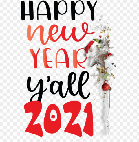 New Year Christmas decoration Christmas Day Calligraphy for Happy New Year 2021 for New Year Clear PNG images free download