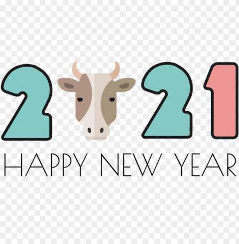 New Year Logo Cartoon Design for Happy New Year 2021 for New Year Isolated Artwork on Transparent Background PNG