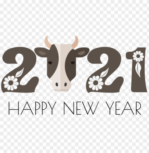 New Year Logo Cartoon Drawing for Happy New Year 2021 for New Year Isolated Element with Transparent PNG Background