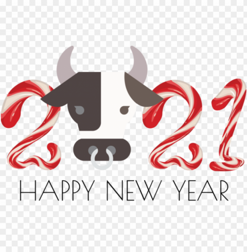 New Year Logo Design Calligraphy for Happy New Year 2021 for New Year Isolated Graphic with Transparent Background PNG