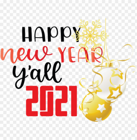 New Year Logo Yellow Christmas decoration for Happy New Year 2021 for New Year High-quality transparent PNG images
