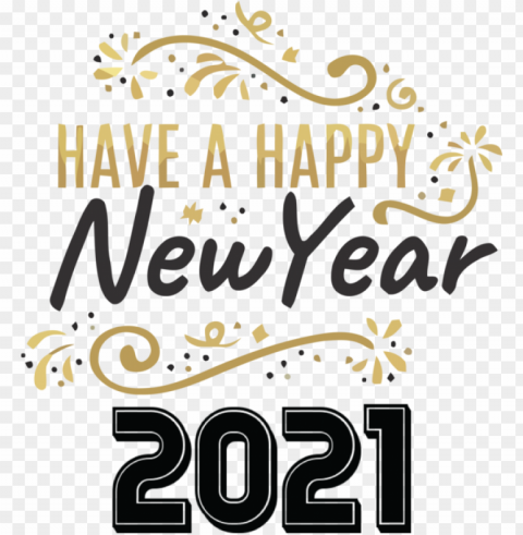 New Year Logo Yellow Line for Happy New Year 2021 for New Year Isolated Character on Transparent Background PNG