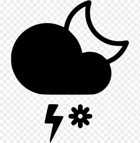 night snow storm cloud lightning moon svg icon - cloudy moon icon PNG Graphic Isolated on Clear Background Detail