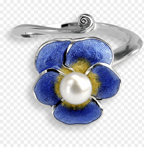 nle barr designs sterling silver ring pansy blue Isolated Artwork on Transparent PNG