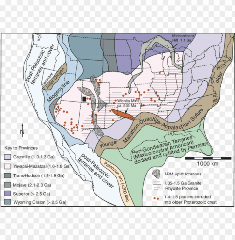 north america bedrock map PNG graphics for presentations