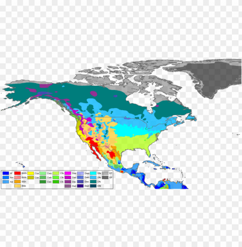 north america koppen map PNG Graphic with Transparent Background Isolation