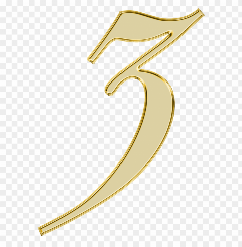 number 3 golden PNG images with no watermark