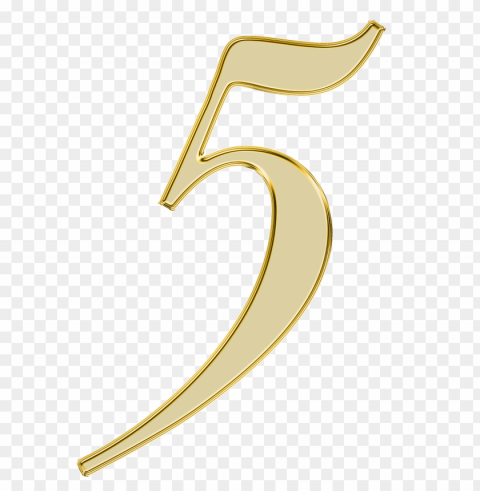 number 5 golden PNG images with transparent canvas variety