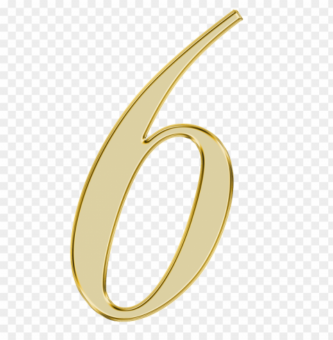 number 6 golden PNG images with transparent layer
