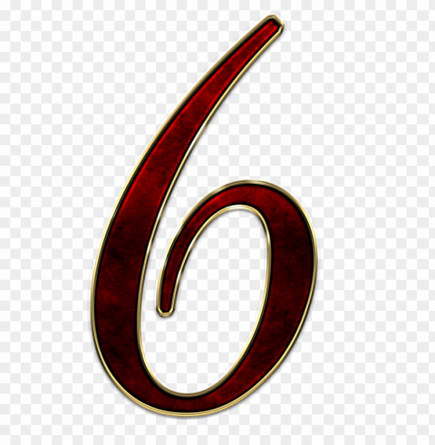 number 6 red PNG images with transparent overlay