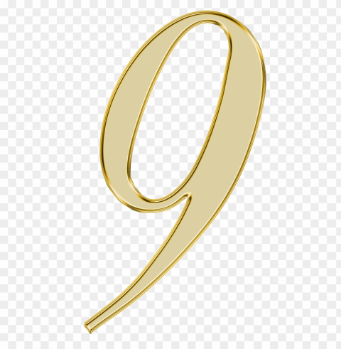 Number 9 Golden PNG With Isolated Background