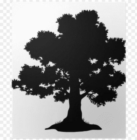 oak tree vector silhouette PNG Graphic with Transparent Background Isolation