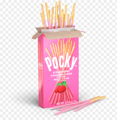 ocky - strawberry flavor - pocky biscuit stick 5 flavor variety pack pack of Isolated Object on Transparent Background in PNG