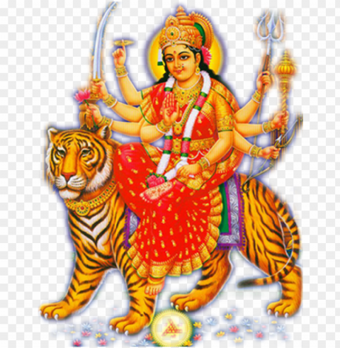 oddess durga maa clipart - good morning image with goddess Clean Background PNG Isolated Art