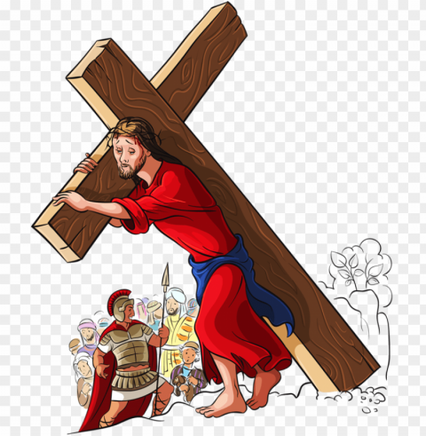 of photography cross illustration jesus carry the - jesus suffering clipart Isolated Artwork on Clear Transparent PNG
