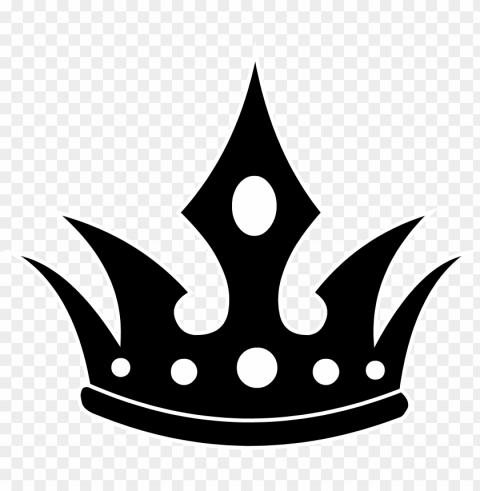 ointed black crown silhouette - king crown vector Isolated Icon on Transparent PNG