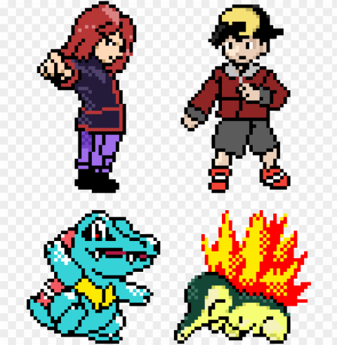 okemon trainers ethan and silver and there starters - silver Isolated Element on HighQuality PNG
