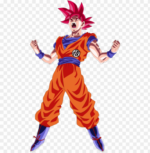 oku super saiyan god red drawing - dragon ball z goku god red HighQuality Transparent PNG Isolated Artwork