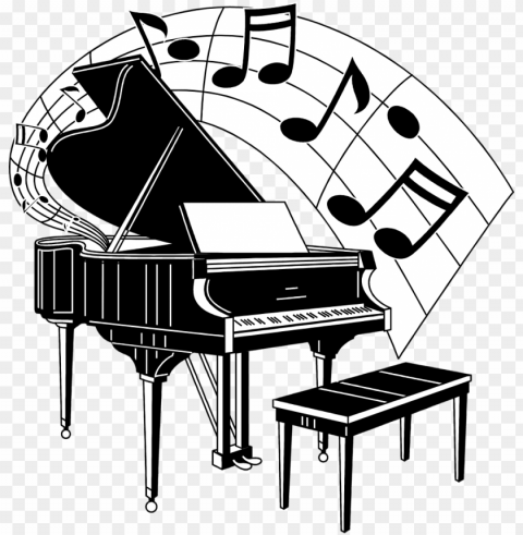 old clipart piano - piano with music notes Transparent PNG images for printing