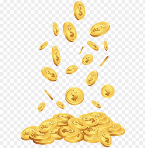 old coin rain vector - gold coins falling clipart Isolated Artwork in HighResolution PNG