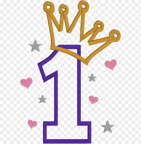 old glitter crown - number 1 with crow Transparent graphics PNG