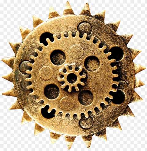 old golden mechanical gear hd Transparent PNG Isolated Artwork