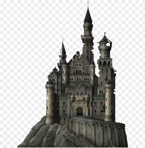 old halloween horror castle on mountain Transparent PNG Isolated Design Element