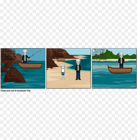 old man and the sea - cartoo Isolated Subject on Clear Background PNG