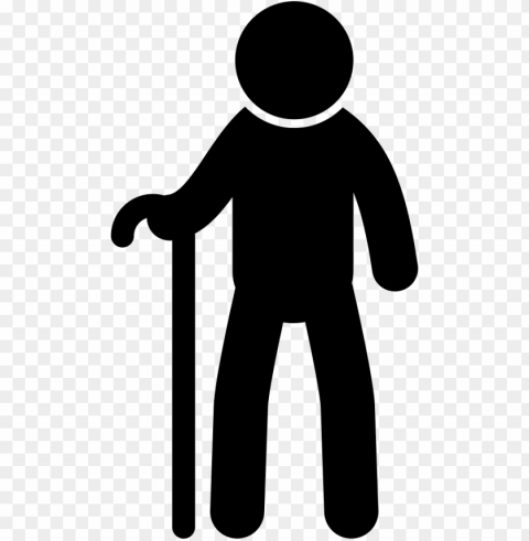 old man from frontal view with a cane comments - icono anciano PNG transparent graphics for projects