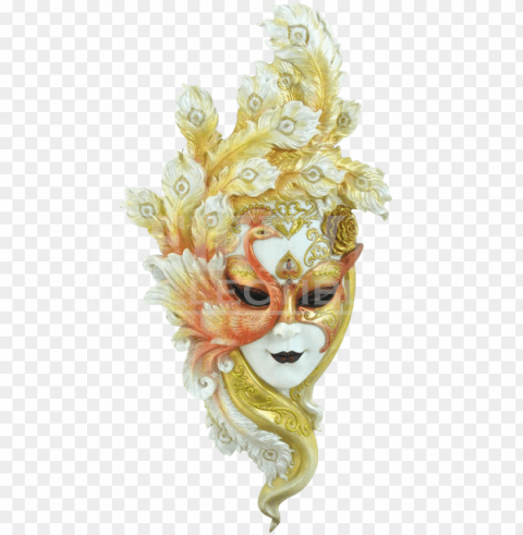 old peacock mask wall plaque - gold carnival mask Transparent PNG graphics archive