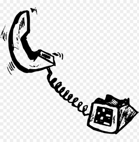 old phone outline cartoon telephone free style - cord phone cartoo PNG Image with Clear Isolation