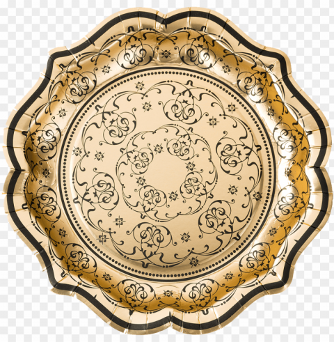 old plate - talking tables party porcelain baroque foiled plates Clear PNG image