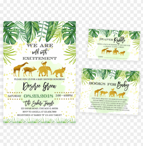 old safari animals baby shower invitation pack - gold safari animals PNG images with clear alpha channel broad assortment
