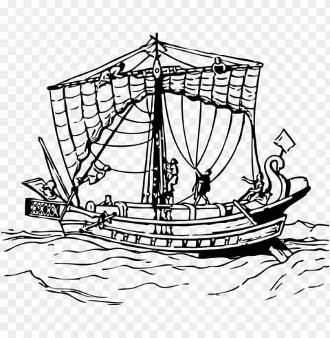 old sailing ships clipart coloring book - kapal berlayar art Isolated Element on HighQuality PNG