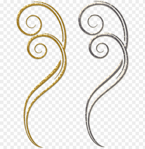 old - silver and gold swirls PNG images with no background needed