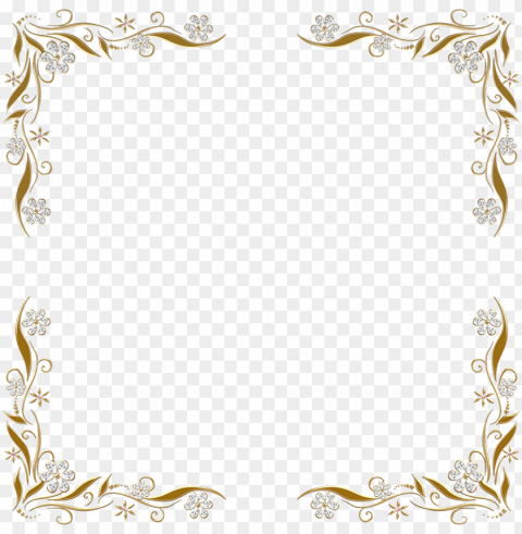 olden floral corners frame 2 by paw prints designs - silver and gold border Isolated Element on HighQuality PNG