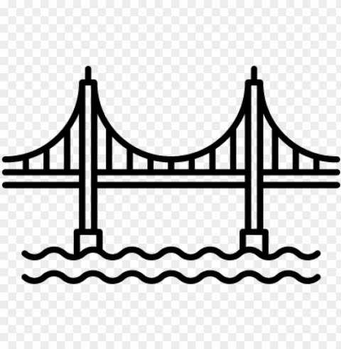 olden gate bridge silhouette - san francisco bridge vector PNG file with alpha