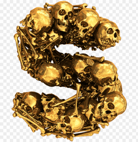 olden skull font - skull gold PNG files with no background assortment