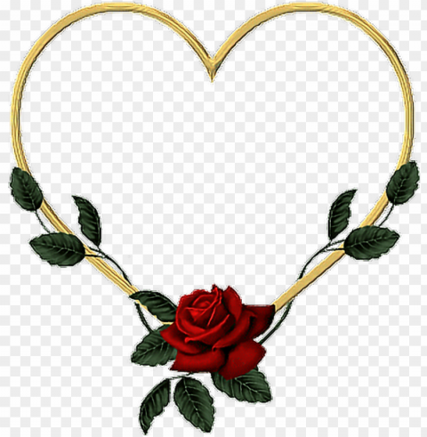 oldheart gold heart rose vines leaves flower wreath - heart PNG without watermark free