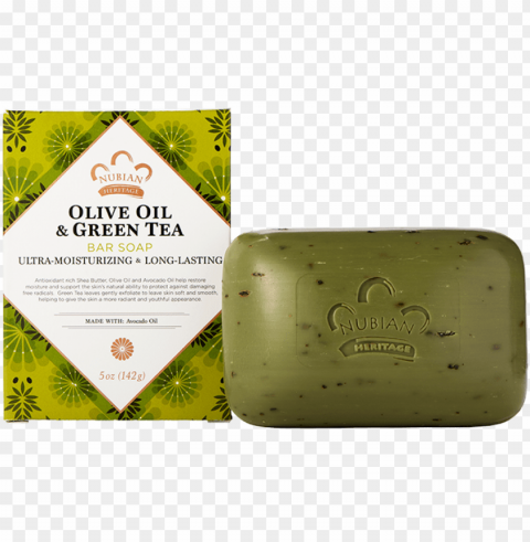 olive oil & green tea bar soap - nubian african black soa Clean Background PNG Isolated Art