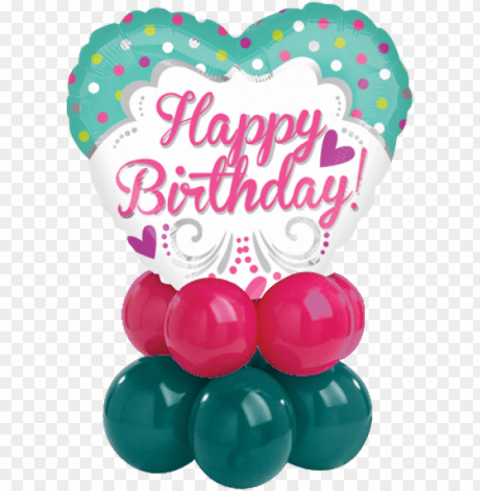 olkadots hearty bday heart shaped balloon - 18 princess birthday foil balloo Isolated Illustration with Clear Background PNG