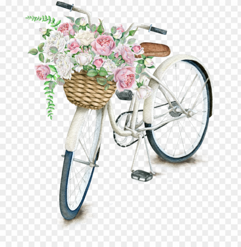 on bicycle light napkin daily pillow t-shirt clipart - flower bicycle basket PNG for design