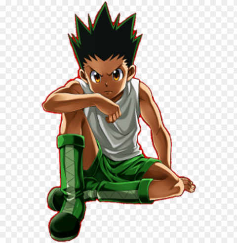 on freecs anime echii anime naruto chasseur de prime - gon freecs sitting angry PNG images no background