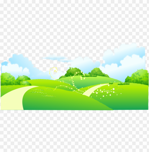 on meadow painted of trees illustration cartoon clipart - cartoon meadow PNG format