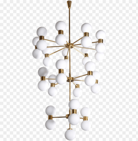 one of two exceptional huge brass and frosted glass - chandelier HighQuality PNG Isolated on Transparent Background
