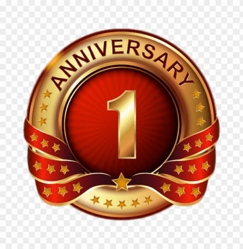 one year anniversary badge Isolated Graphic on Clear Background PNG