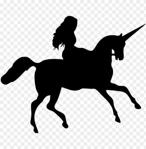 onlinelabels clip art - woman riding unicorn silhouette PNG free download transparent background