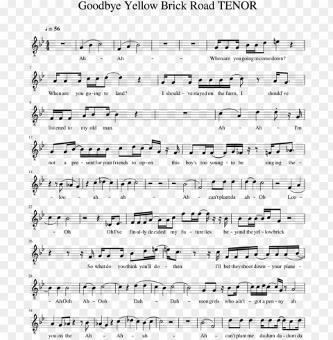oodbye yellow brick road tenor sheet music for voice - sheet music Transparent PNG images for printing