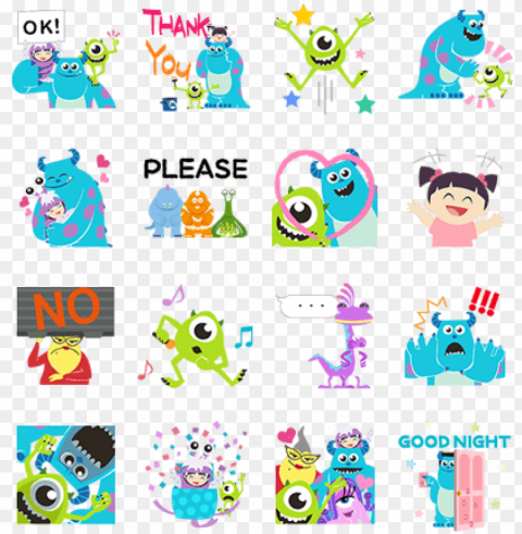 op-up stickers - monster university line sticker Isolated Graphic Element in Transparent PNG